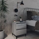 vidaXL noćni ormarić s metalnim nogama boja sivog hrasta 40x35x50 cm Cijene