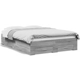Maison Chic Posteljni okvir - Dvoposteljna postelja - Zakonska postelja s predali siva sonoma 135x190cm inženirski les, (21694219) | Shoptok.si