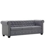vidaXL Kavč trosed Chesterfield z žametno oblogo 199x75x72 cm siv | Shoptok.si