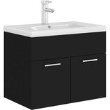 Ormarić Omarica za umivalnik z vgradnim umivalnikom črna iverna plošča, (20716869) | Shoptok.si