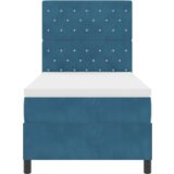  Krevet na podlozi s madracem i LED svjetlom tamnoplave boje 90x190 cm od baršuna | shoptok.hr