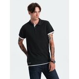 Ombre Men's cotton polo shirt - black Cene