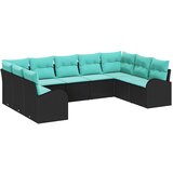  Sjedeća garnitura za vrt 9 kom. Crna i Tirkizna poliratan 289 x 179 x 85 cm | shoptok.hr