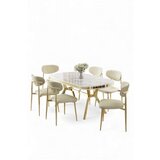 Hanah home Set trpezarijskog stola i stolica (7 delova) Olya White Marble Gold Cream | Eponuda.com
