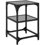 Maison Chic Klubska mizica - kavna mizica - Nizka mizica s črno stekleno površino 30x30x45 cm jeklo, (21753047) | Shoptok.si