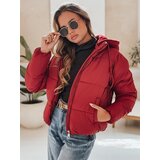 DStreet Kurtka damska zimowa krótka GLAMVO puchowa z kapturem bordowa | shoptok.hr