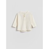 Reserved Pamučna majica dugih rukava - krem | shoptok.hr