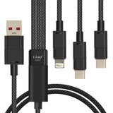 LINQ Kabel USB z Lightning + 2 USB-C 60W Fast Charge z dolžino 1,2 m, Črna, (5000220121) | Shoptok.si