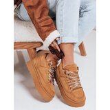 DStreet Sneakersy damskie z futerkiem na platformie kamelowe | shoptok.hr
