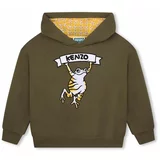 Kenzo Kids Otroški pulover zelena barva, s kapuco