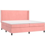  Box spring postelja z vzmetnico LED roza 200x200 cm žamet | Shoptok.si