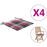 vidaXL Jastuci za vrtne stolice 4kom crveni karirani 40x40x3cm tkanina cijene