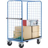 eurokraft pro nivojski voziček z mrežastimi stranskimi stenami, nakladalna površina 965 x 700 mm, kolesa iz polne gume | Shoptok.si