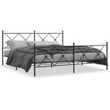  Metalni okvir kreveta uzglavlje i podnožje crni 183x213 cm | shoptok.hr