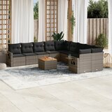Maison Chic Seti vrtnega pohištva - Vrtna garnitura - Vrtni pohištvo set 11-delna z blazinami siv poli ratan, (21809117) | Shoptok.si