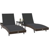  Ležaljka 3 pcs Smeđa 197 x 70 x 82 cm poliratan | Eponuda.com