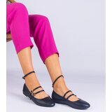 Gemre Black eco-leather ballet flats with buckles Vitoldora Cijene