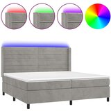  Krevet box spring s madracem LED svjetlosivi 200x200 cm baršun | shoptok.hr