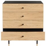 Woodman Črna/v naravni barvi visoka komoda v hrastovem dekorju 80x87 cm Jugend – | Shoptok.si