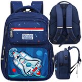  Otroški šolski nahrbtnik s prsno naramnico modra raketa vesolje 20L 41cm | Shoptok.si