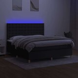  Krevet box spring s madracem LED crni 160x200 cm od tkanine | shoptok.hr
