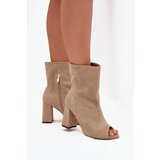 Boto Suede Ankle Boots With Open Toes Beige Zazoo 3830 | shoptok.hr