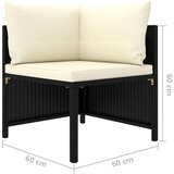 Poli 3-dijelna vrtna garnitura od poliratana s jastucima crna | shoptok.hr
