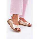 Maciejka Women's leather wedge sandals L7069 Gold | shoptok.hr