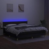  Krevet box spring s madracem LED crni 180x200 cm od tkanine | shoptok.hr