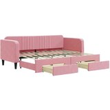 The Living Store Izvlečna dnevna postelja s predali roza 80x200 cm žamet - Izvlečna Dnevna Postelja, (21493052) | Shoptok.si