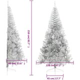  Umjetna polovica božićnog drvca sa stalkom srebrna 210 cm PET | shoptok.hr