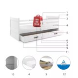  Postelja BMS Rico + predal 200x90 cm, PINE bela | Shoptok.si