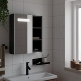  Kupaonski ormarić s ogledalom i LED svjetlom crni 45x13x52 cm | shoptok.hr
