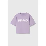 Pinko Up Otroška bombažna kratka majica vijolična barva