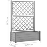  Vrtna sadilica s rešetkom 100 x 43 x 142 cm PP siva boja kamena | Eponuda.com