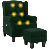 Masažna fotelja od tkanine s tabureom tamnozelena | Eponuda.com