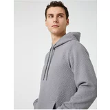 Koton Textured Hooded Sweatshirt Pocket Detailed