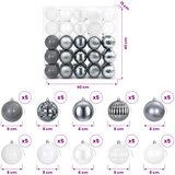  Set božićnih kuglica 50 kom. Bijela i siva 8 cm Polistiren | shoptok.hr