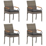 Vrtne stolice 4 pcs Siva i tamno siva Poliratan i Akacija - siva i tamnosiva 4 | shoptok.hr