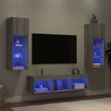  5-dijelni zidni TV elementi s LED svjetlima boja sivog hrasta | shoptok.hr