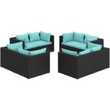  8-dijelna vrtna garnitura od poliratana s jastucima crna | shoptok.hr