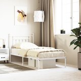 Maison Chic Kovinski Posteljni okvir - Enojna postelja - Postelja za odrasle z vzglavjem bel 90x200 cm, (21694878) | Shoptok.si