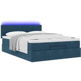  Ottoman krevet s madracem i LED diodama tamnoplavi 140x200 cm baršun | Shoptok.si