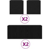 vidaXL 6-delni set TV omar, zidna montaža, črni hrast, inženirski les, Črna hrastova TV stojala 80x30x30 cm, narejena iz inženirskega lesa, zidne TV omare 2 kosa črni hrast 30.5x30x30 cm | Shoptok.si