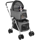  2-slojna sklopiva kolica za pse siva 83x48x97 cm tkanina oxford | shoptok.hr