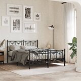 Maison Chic Kovinski Posteljni okvir - Dvoposteljna postelja - Zakonska postelja z vzglavjem in vznožjem črn 135x190 cm, (21696807) | Shoptok.si