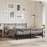 Maison Chic Kovinski Posteljni okvir - Dvoposteljna postelja - Zakonska postelja z vzglavjem in vznožjem črn 183x213 cm, (21696481) | Shoptok.si