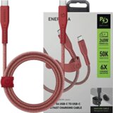 Energea PRETOČNI KABEL USB-C NA USB-C 1,5M RDEČ 240W 5A PD HITRO POLNJENJE, (21980650) | Shoptok.si