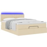  Otomanski krevet s madracem i LED krem 140x190 cm tkanine | Eponuda.com