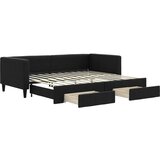  Dnevni krevet na razvlačenje s ladicama crni 90x200 cm tkanina | shoptok.hr